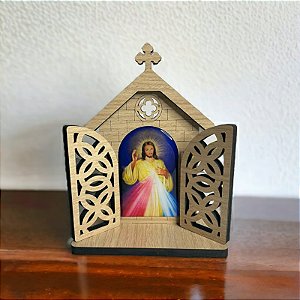 Capela Porta Fixa - Jesus Misericordioso - 15cm - Novo Modelo