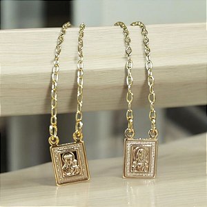 Escapulário - Quadrado Mini - DOURADO