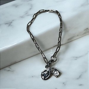 Pulseira - Cadeado - N. Sra. das Graças - INOX