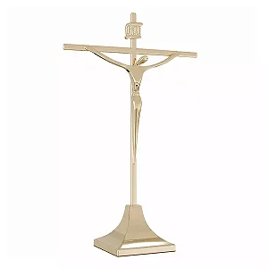 Crucifixo Estilizado - Dourado - c/ base - 31cm