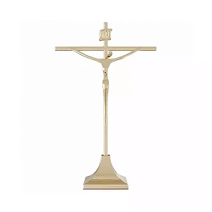 Crucifixo Estilizado - Dourado - c/ base - 22cm