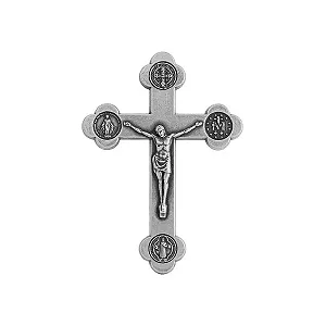 Crucifixo Mini - Livrai-nos do Mal - Prata Velha - 9cm