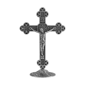 Crucifixo - c/ a Medalha de São Bento - Prata Velha - 13cm
