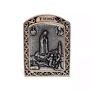 Adorno - Nossa Senhora de Fátima - Dourado C/Prata Velha - 6cm