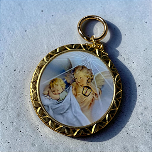 Medalhão de Berço - Anjo da Guarda - Dourado