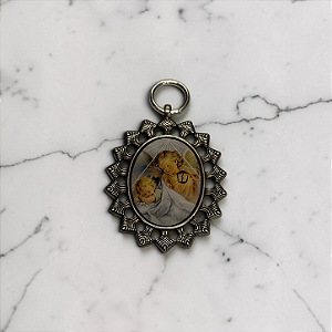 Medalhão de Berço - Anjo da Guarda - Vazado/Niquel
