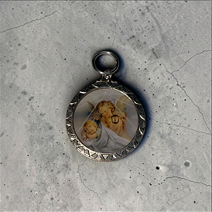 Medalhão de Berço - Anjo da Guarda - Redondo/Niquel