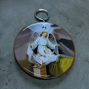 Medalhão de Berço - Anjo da Guarda - Oval - MDF