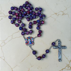 Terço Conta Estilo Mármore - Divina Misericórdia (8mm)
