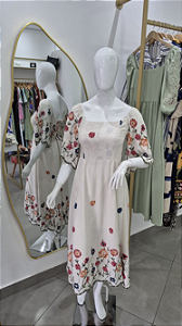 Vestido bordado mangas