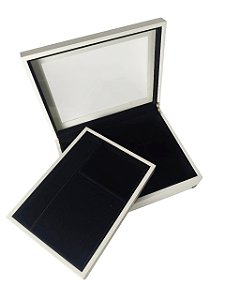 Porta Joias Nobre Madeira Laqueada | Branco com Preto