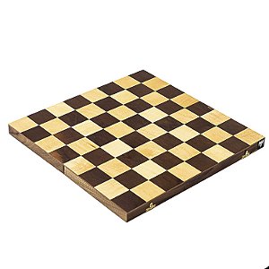 Jogo xadrez tabuleiro dobravel madeira casas5x5 e pecas rei 10cm