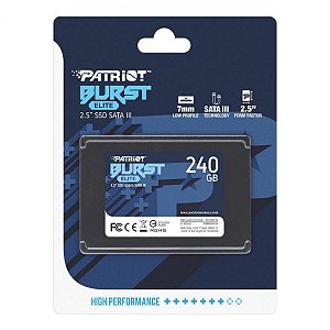 SSD Patriot Burst Elite 240GB, 2.5", SATA III, Leitura: 450MB/s e Gravação: 320MB/s - PBE240GS25SSDR