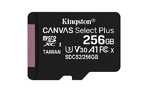 Cartão de memória Kingston microSD 256GB Canvas Select Plus Classe 10 - SDCS2/256GB