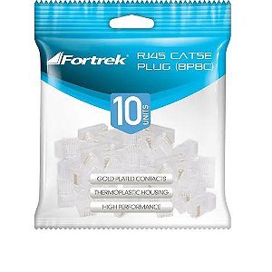 CONECTOR RJ45 CAT5E 8VIAS MACHO FORTREK (PCT/10UN.)