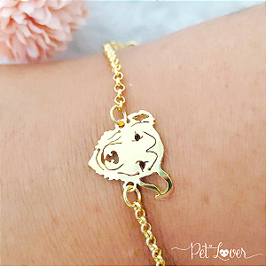 Pulseira Carinha do Pet Banhada a Ouro