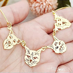 Colar Quatro Pets Banhado a Ouro