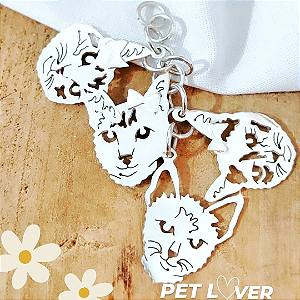 Chaveiro de Prata 4 pets Eternizados