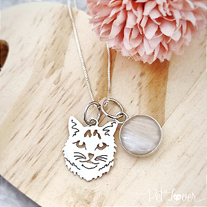 Colar de Prata Carinha Pet+ plaquinha com pelinhos