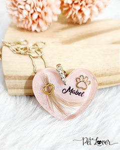 Pingente Coração com Pelinhos – Resina Personalizada