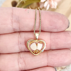 Colar Coração Eterno com Dentinho Banhado a Ouro