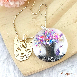Colar Árvore da Vida com Carinha do Pet Banhado a Ouro