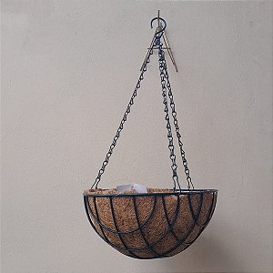 Vaso de Coco Jardim Suspenso com Suporte 25cm