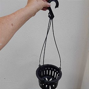 KIT PARA ORQUÍDEA VANDA ADULTA: 1 VASO CESTA VAZADO GRANDE, 1 SUPORTE E 2 FRASCO PLASTICO 09CM BRANCO