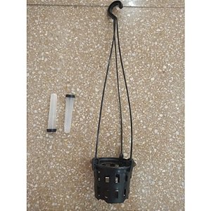 KIT PARA ORQUÍDEA VANDA MUDA: 1 VASO CESTA VAZADO, 1 SUPORTE E 2 FRASCO PLASTICO 09CM BRANCO