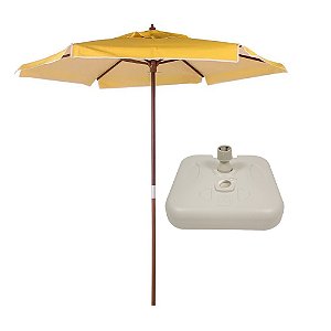 Ombrelone com Base Madeira Guarda Sol 2 Metros Itapema 2m Amarelo