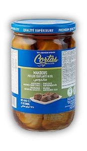 Berinjela Recheada em Conserva 400g Makdous Importado Cortas