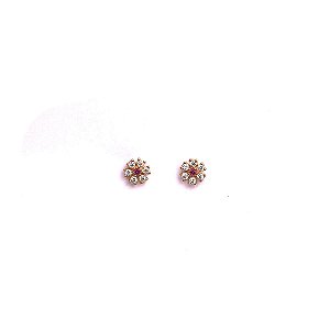 Brinco Flor Com Zirconia Vermelha Central - Ushine