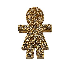 Pingente Menina Toda Cravejada Ouro - Ushine