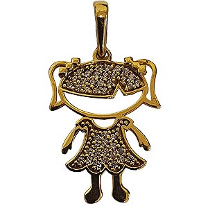 Pingente Menina Maria Chiquinha E Saia Cravejada - Ushine