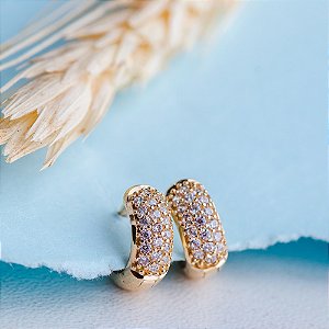 Brinco Argola Larga Com Zirconias - Ushine