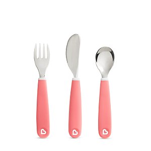 Kit De Talheres Garfo, Colher E Faca Splash Coral - Munchkin