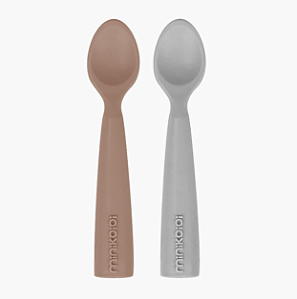 Colheres em Silicone Scooper Woody Brown/Powder Grey - Minikoioi