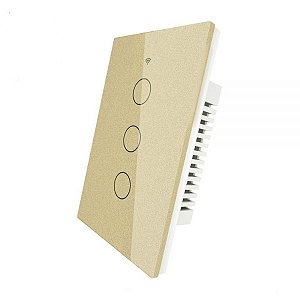 Interruptor De Luz Inteligente Moes Zs-Us3-Gd-Ms Zigbee 3 Botões - Dourado