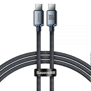 Cabo Usb-C A Usb-C Baseus Cajy000601 Crystal Shine 100 W - Black 1.2 Metros