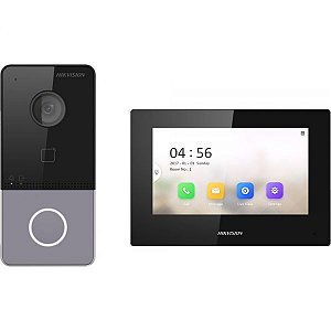 Vídeo Porteiro Hikvision Ds-Kis605-P - Preto/Cinza