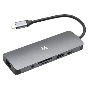 Hub Usb Mtek Ds-91Tc Usb-C Com 3 Portas Usb 3.0 / Hdmi / Rj45 Jack 3.5 / Sd - Prata