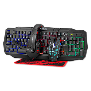 Kit Gamer Strike Me Cm-406 4 Em 1  Mouse + Teclado + Headset + Mousepad