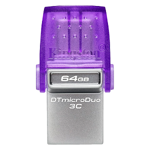Pendrive Kingston Data Traveler Microduo 3C 64Gb / Usb-A 3.2 / Tipo-C - Roxo
