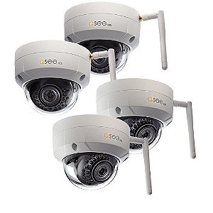 Q-See 4 Cameras Sv-Cam Qcw3Mp1D-4 3.6Mm Dome 3Mp 1080P Wifi