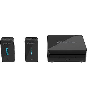 Kit de Microfone sem Fio Boya BY-XM6-K1 com Estojo de Carregamento - Preto
