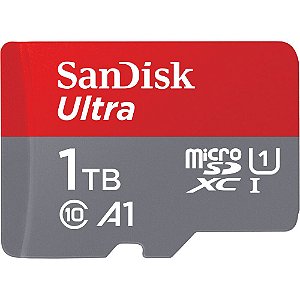 Memória Micro SD SanDisk Ultra 150 MB/s C10 U1 1 TB com Adaptador (SDSQUAC-1T00-GN6MA)