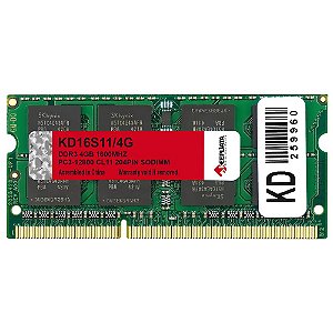Memória RAM DDR3 SO-DIMM Keepdata 1600 MHz 4 GB KD16S11/4G