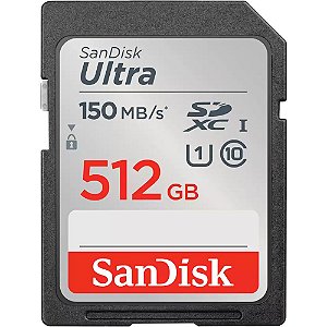 Memória SD SanDisk Ultra 150 MB/s C10 U1 512 GB (SDSDUNC-512G-GN6IN)