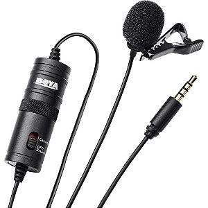 Microfone Lapella Boya BY-M1 para Câmera - Preto