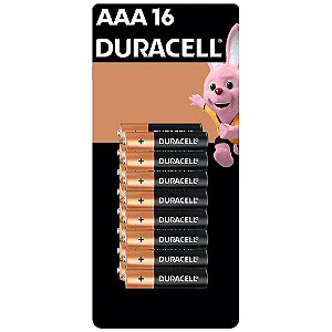Pilha Alcalina Duracell AAA - 16 unidades